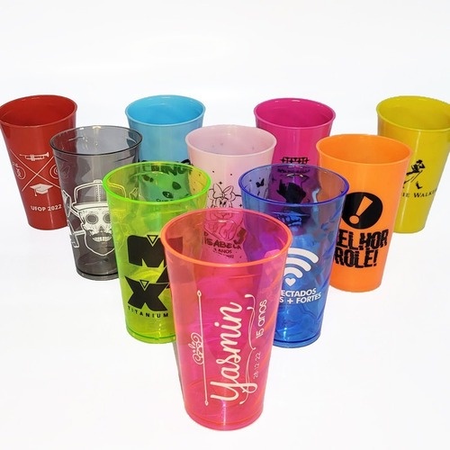 100 Copo Twister Acrilico Tipo Caldereta 450ml Personalizado 15 Anos ou Qualquer Tema
