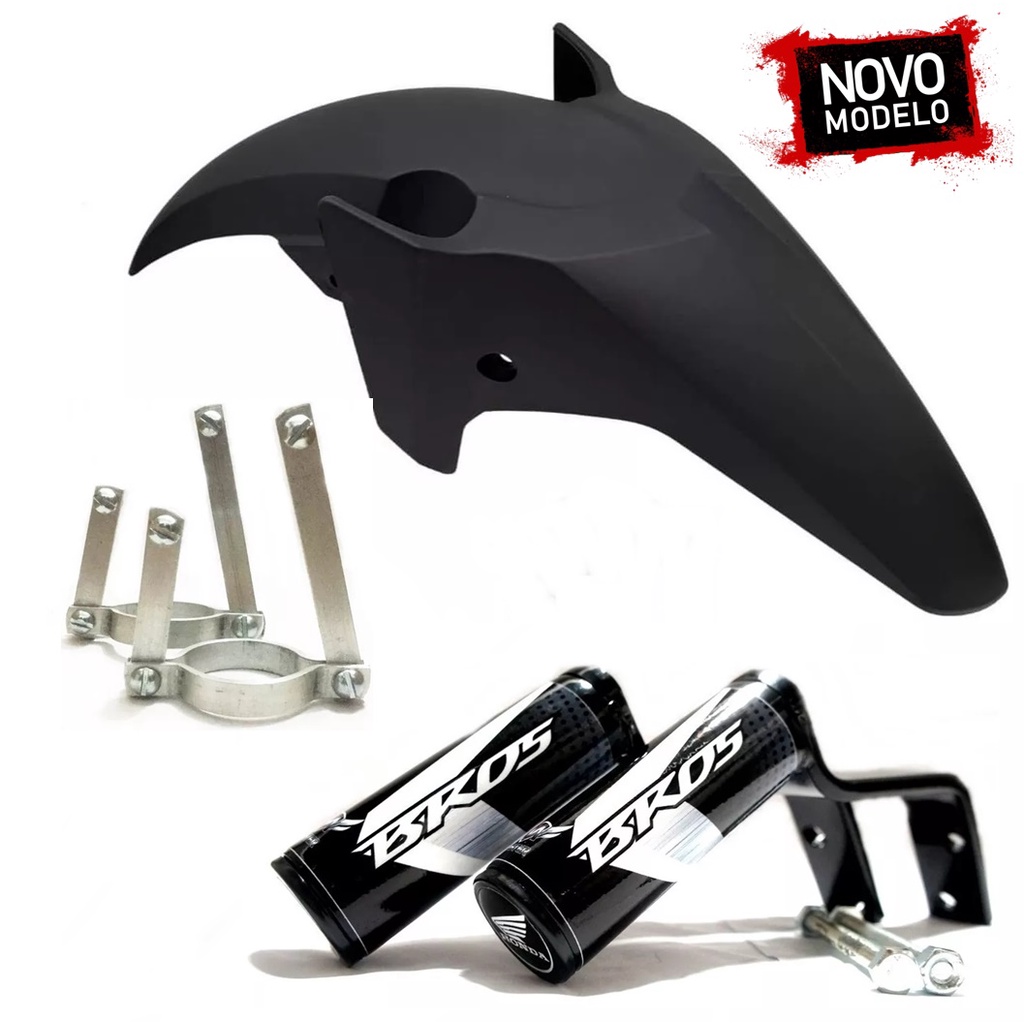 para lama dianteiro inferior com adaptador bros 160 bros 150 + slider protetor motor