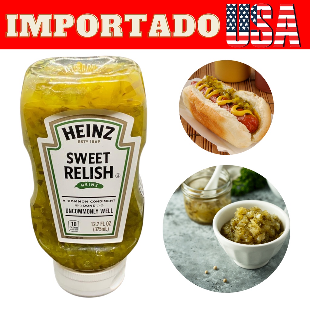 1 Frasco de 375 ml - Molho de Pepino Agridoce Heinz Relish Original Importado Diretamente dos EUA