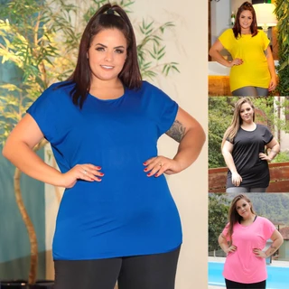 Blusa Plus Size Feminina em Tecido Dry Fit Furadinho Seca Rápido