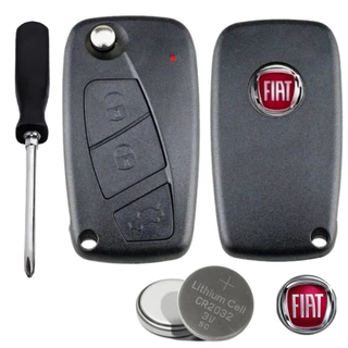 Chave Canivete Capa Carcaça Fiat Uno Stilo Punto Linea Idea Kit Bateria + Chave de Fenda
