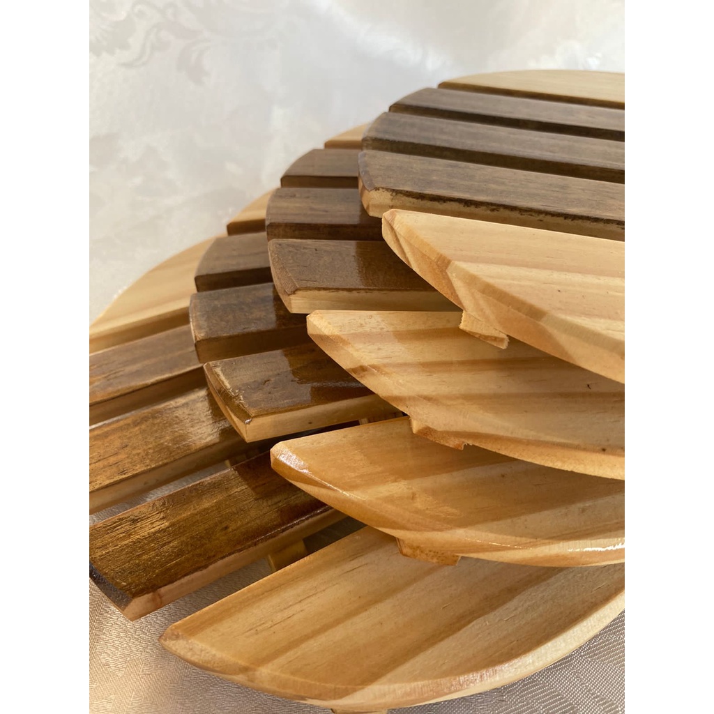 4 Descanso Suporte Panela de Madeira - 18x18 CM