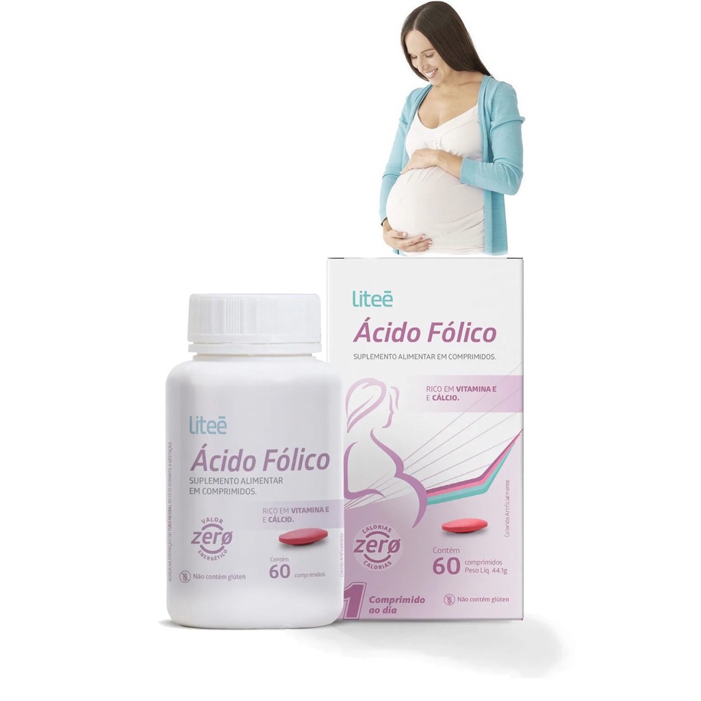 Ácido Fólico e Vitamina E Para Gestantes LItee com 60 Comprimidos ...