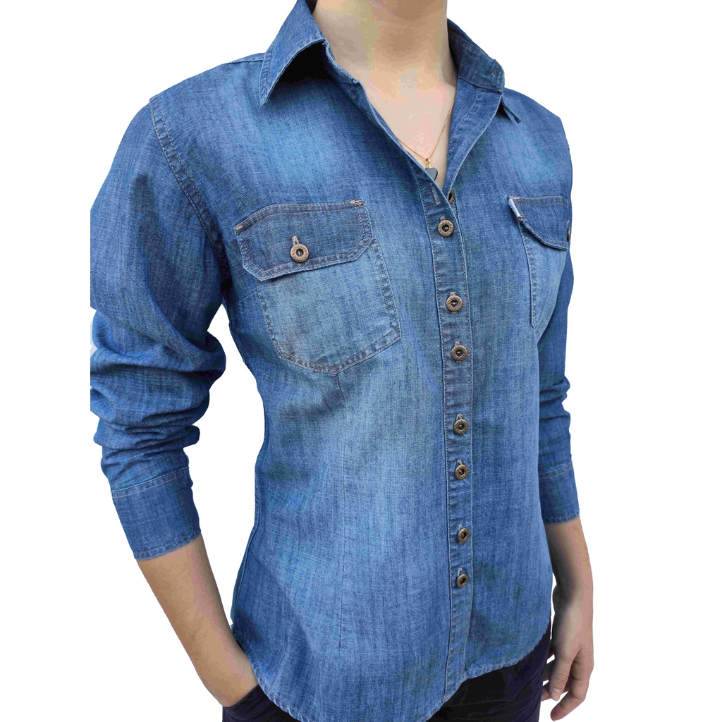 Camisa Jeans Mole Feminina Manga Longa E 3 4 Com Bolso Shopee Brasil