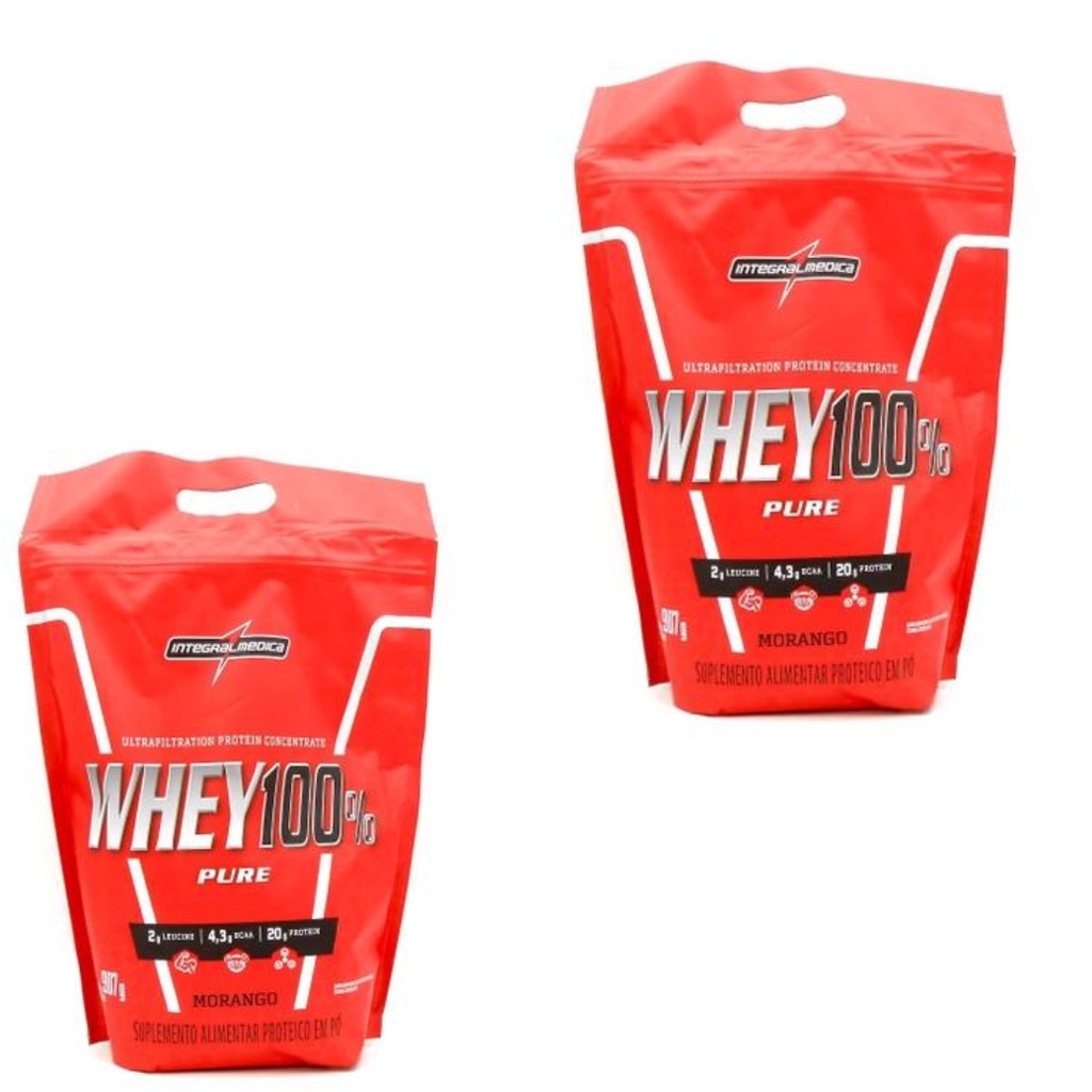 Kit 2 Whey Protein 100% Pure Refil 907g Integral Medica