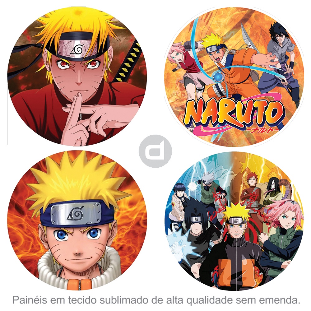 Painel Redondo Naruto Sublimado 1,50 X 1,50 c/elástico - Promoção - Foto  real - Poliéster - Elastano - Acabamento Perfeito