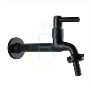 Torneira Para Tanque Preta 1158 Parede Jardim Longa Metal 18 Cm C/ Bico C-66 ALL BLACK Cód. 6345-P
