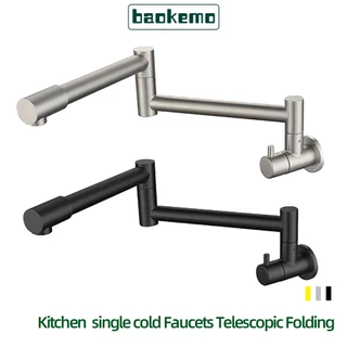 BAOKEMO Torneira De Cozinha De Parede Dobrável Em Aço Inoxidável De 1/2 Polegada De Frio Simples