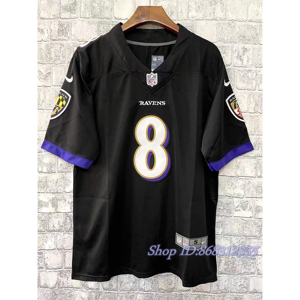 Camisa Masculina 2022NFL Baltimore Ravens Lamar Jackson Roxo Limitada Camiseta de Futebol Americano Jersey