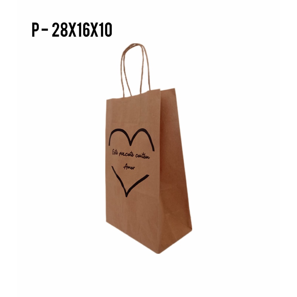 Sacolas kraft Personalizada Coração ️ 10 UNIDADES Biodegradáveis ...