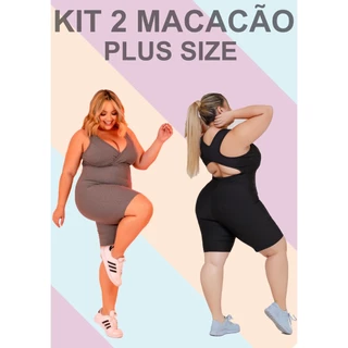 KIT 2 PLUS SIZE Macaquinho Macacão Fitness Academia EXCELENTE QUALIDADE (COM BOJO REMOVIVEL)