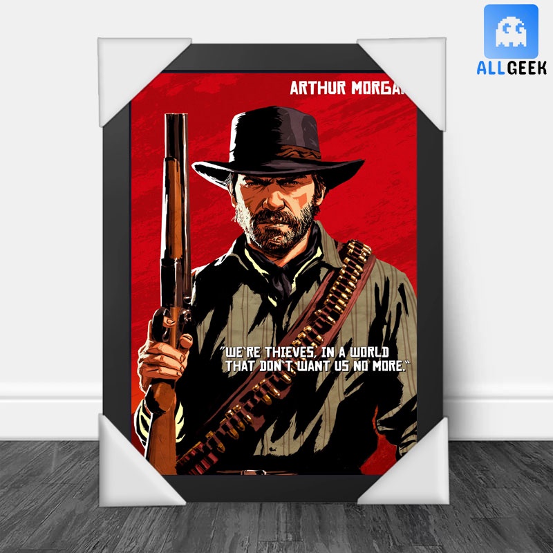Quadro Decorativo Com Moldura Gamer Jogo Red Dead Redemption 2 Ps4 Arthur Morgan Quarto Gamer