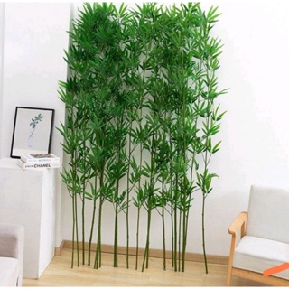 Kit Bambu Planta Artificial Grande Pequena Decoração De Sala