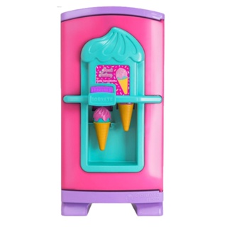 Geladeira Sorveteria Infantil Grande Bebe Gela Sorvetinho Faz Sorvete de Criança 50 cm Cardoso Toys Brinquedos Rosa Menina