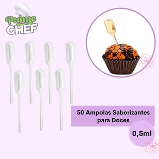 50 Ampolas Saborizante Cilindro Brigadeiro Doces Descartável 0,5ml - Prime Chef
