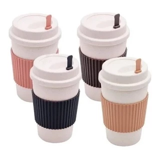 Copo de Cafe de Bambu com Tampa e Mexedor Sortido - Lyor