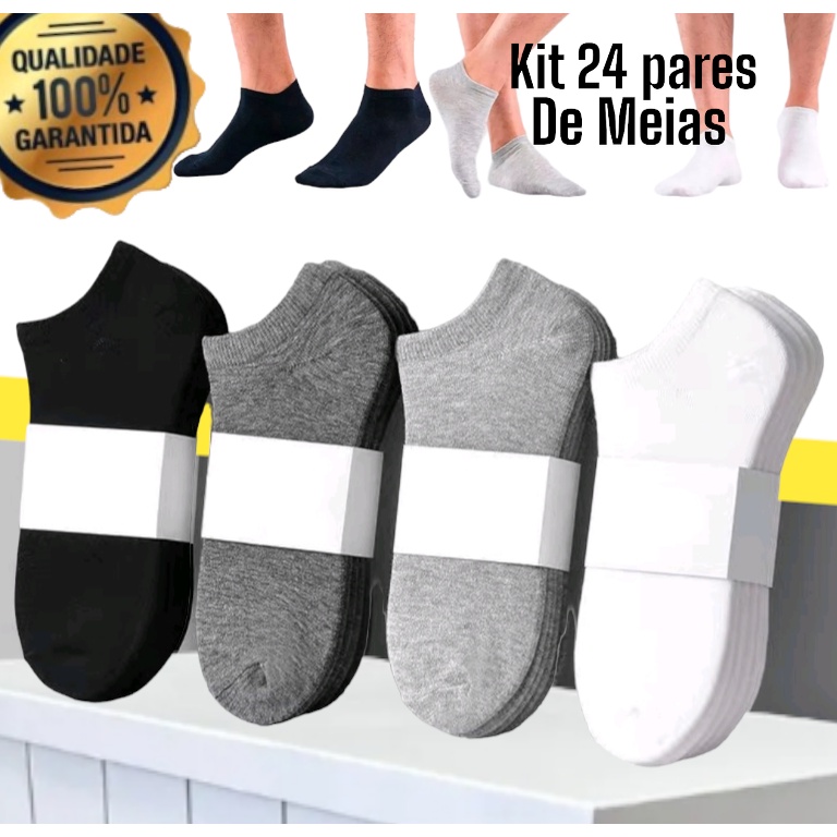Kit 24 Pares Meia Soquete Unissex Masculino Feminino Atacado