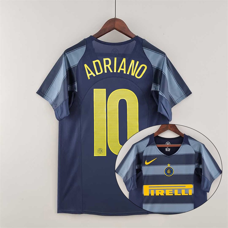 Inter de 2004 2005 Camisa de Futebol Retro Adriano Uniformes de Alta Qualidade
