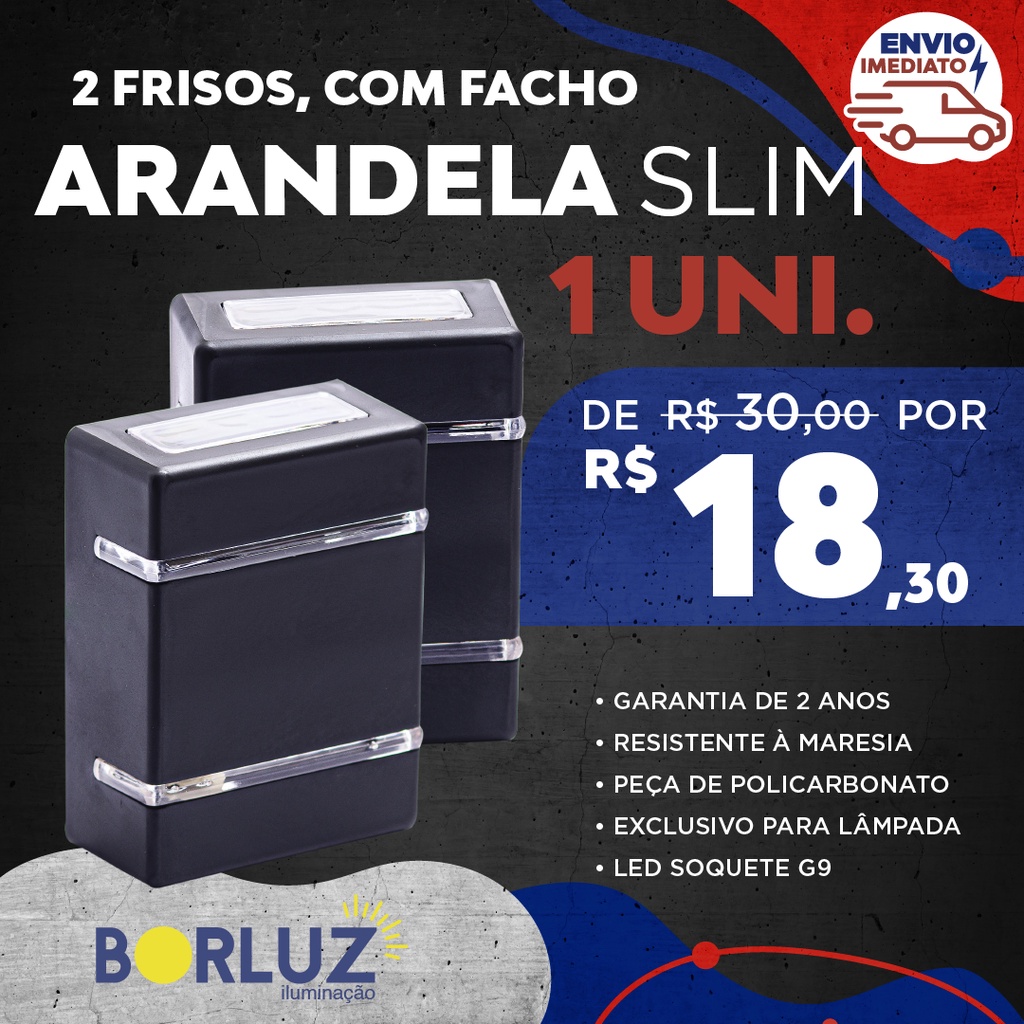 Arandela Slim Externa 2 Frisos 2 Focos Alumínio Parede Muro MF103, Magalu  Empresas