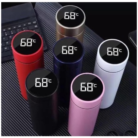 Garrafa Térmica Em Aço Inox Com Termômetro Digital 500Ml Led - Abcshop