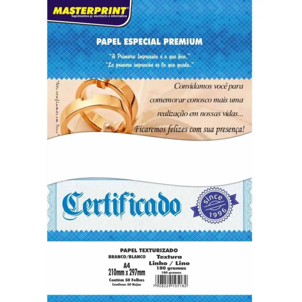 Papel Premium Textura Linho Branco A4 180g 50fls Masterprint Shopee Brasil 6391