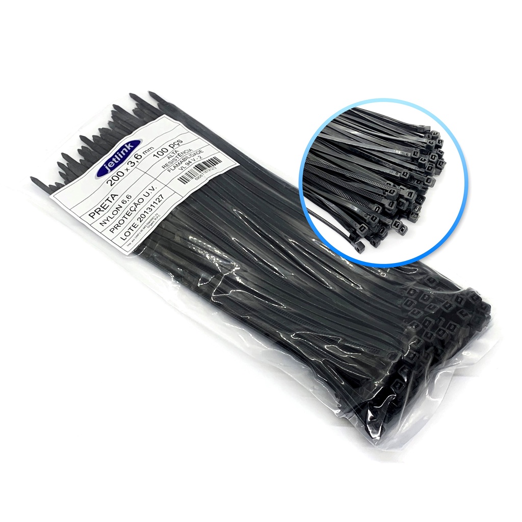 Pacote 100 Cintas Plásticas Abraçadeiras de Nylon Várias Medidas