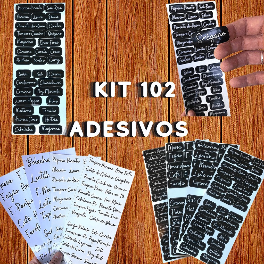 Etiquetas Adesivas Transparentes Temperos Kit 102 Unidades | Shopee Brasil