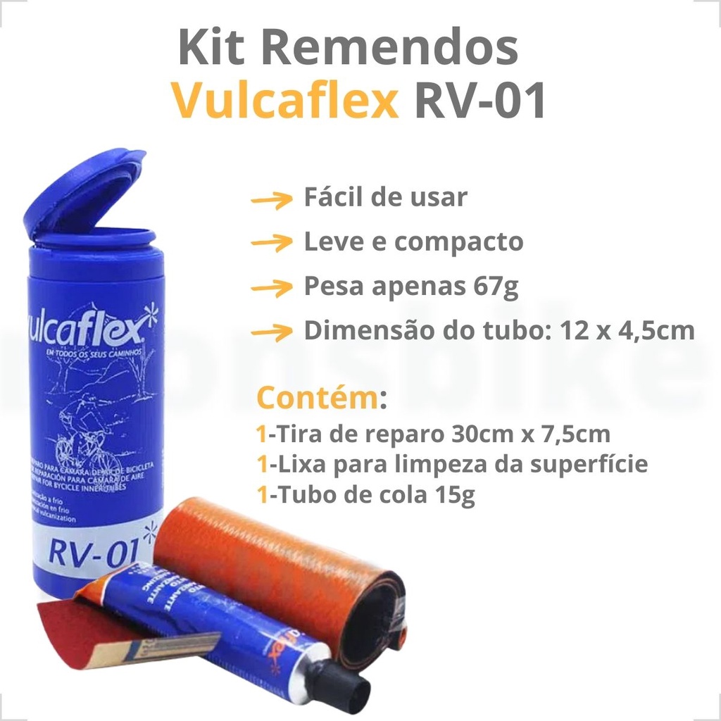Kit Reparo Estojo Remendo Selante Câmara Ar Bike Vulcaflex