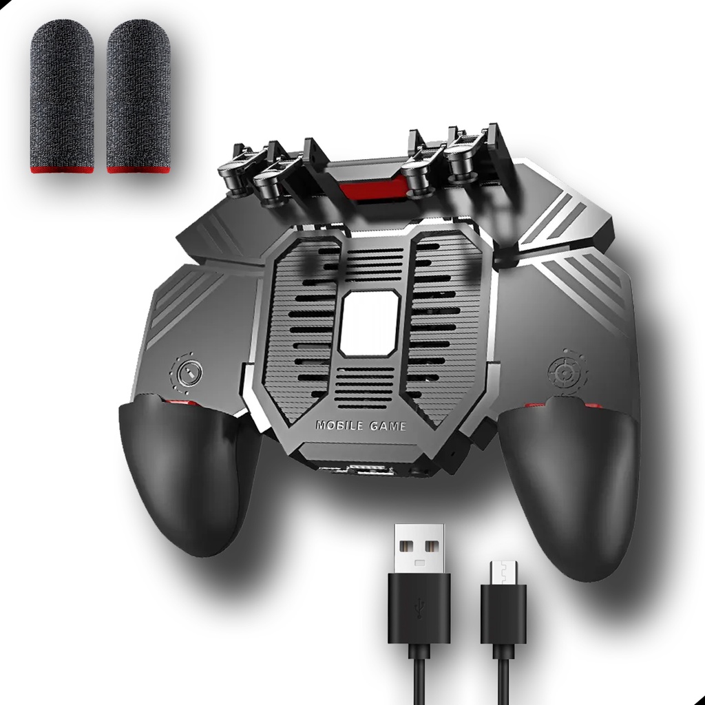 Gamepad 4 em 1, Luvinha de dedo, gatilho para celular e cooler