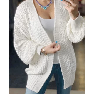 Cardigan tricot manga folgada aberto colecao 2023