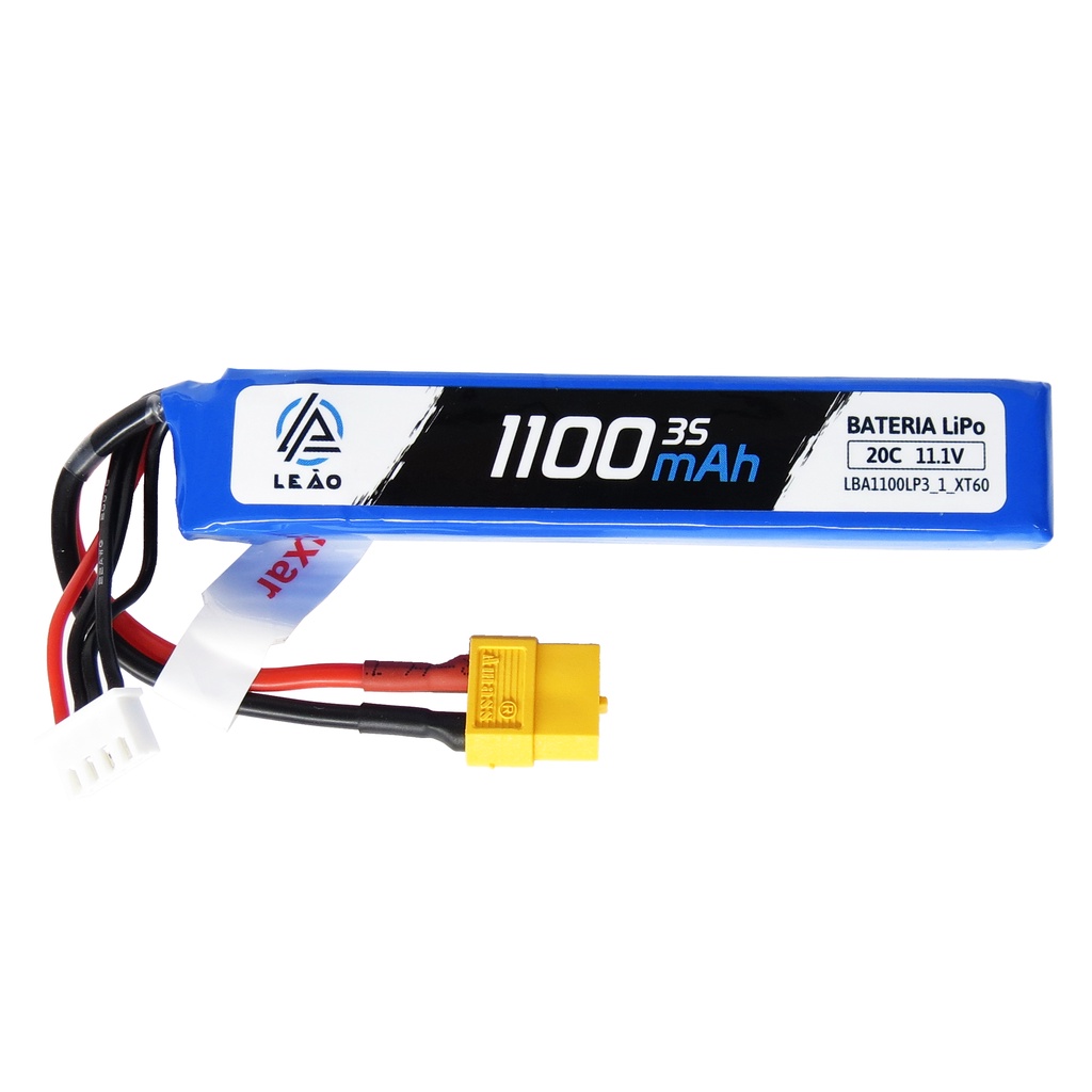 Bateria Lipo 1100mah 11.1v 3s 20c (1 Pack) plug conector Xt60 Airsoft AEG M4 Rossi Qgk Rifle Arma Aeromodelo