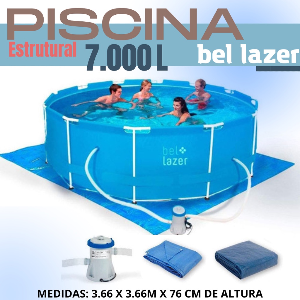 Piscina Gigante Belfix | Bestway 7.000 Litros Estrutural 3.66M.