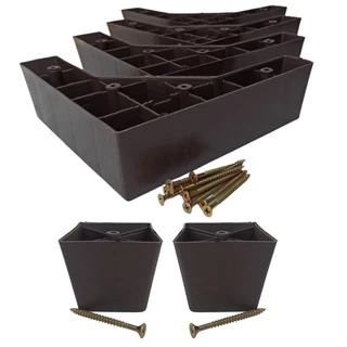 Kit 8 Pés Cantoneira De Plástico Para Sofá + 4 Pés Meio 5 cm altura Tabaco