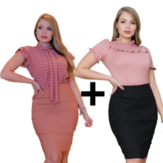 Kit Com 2 Saias Reta Lápis Executiva Evangélica