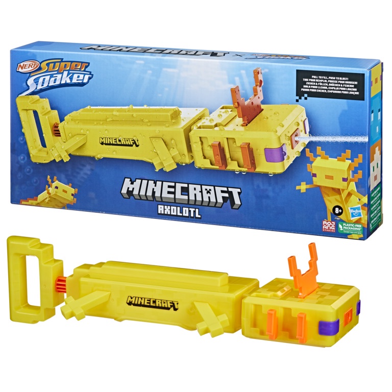 Nerf Minecraft Soaker Axolotl - Hasbro F7601 | Shopee Brasil