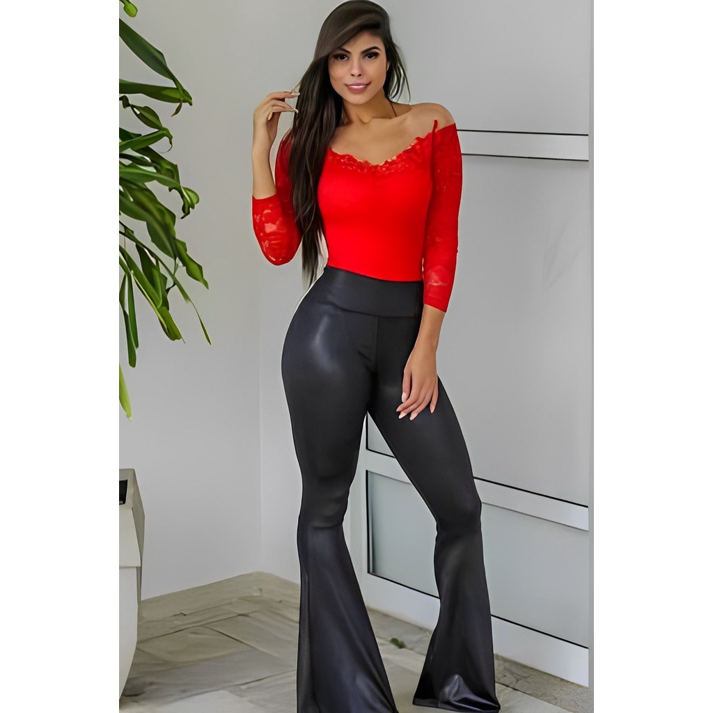 Look calça best sale flare vermelha