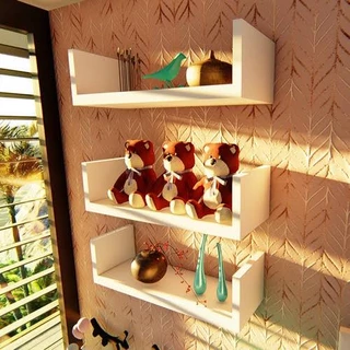 Kit 3 Nicho Prateleira U 23/33/50 ou 33/50/60 Branco Mdf decoração sala quarto banheiro