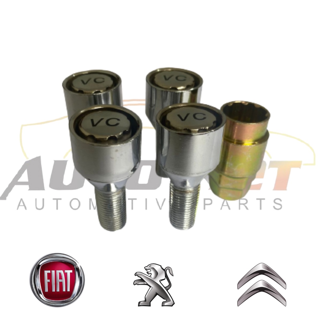 Bulloni Antifurto Peugeot 508 Dal 2011 - Set 4 Pezzi Heyner Germany M12x1,25 Con Chiave Unica