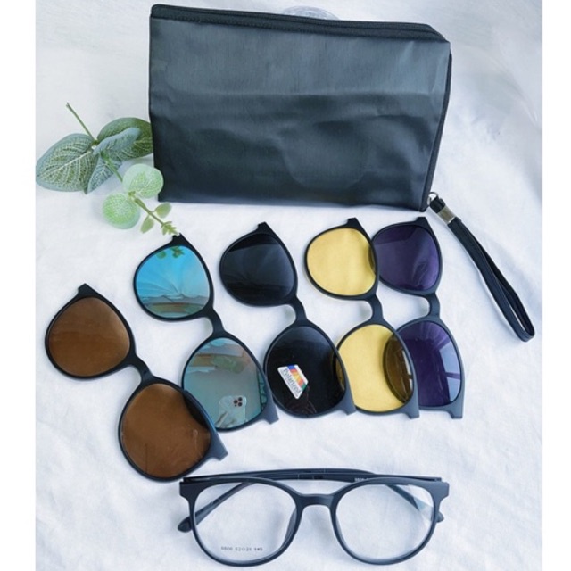 Armação De Óculos Clipon 6 Em 1 Redondo/ 5 lentes Unissex 12159