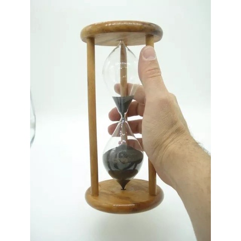 Ampulheta Grande Madeira Areia Preta Decoração Retro menor preço