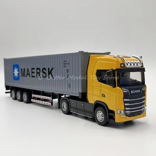 1 : 50 Modelo Diecast Truck Toy Scania S730 Trator Com Semi-Trailer Pull Back Sound Light Presentes Para Crianças