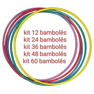 Bambolê multicoloridos 65cm (kit 12,24,36,48,60 bambolês coloridos) produto com certificação IMMETRO
