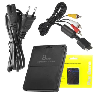 Kit Acessórios Ps2 Cabos Para Consoles Playstation 2 Memory Card Bmb + Cabo Av + Cabo Força