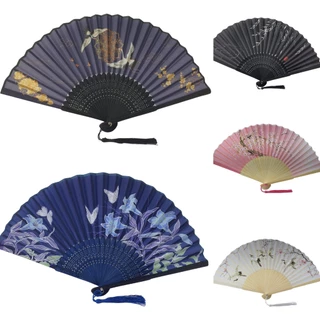 Leque Branco Oriental Japonês Ventilador de Mão Estampado Chique em Oferta na Shopee