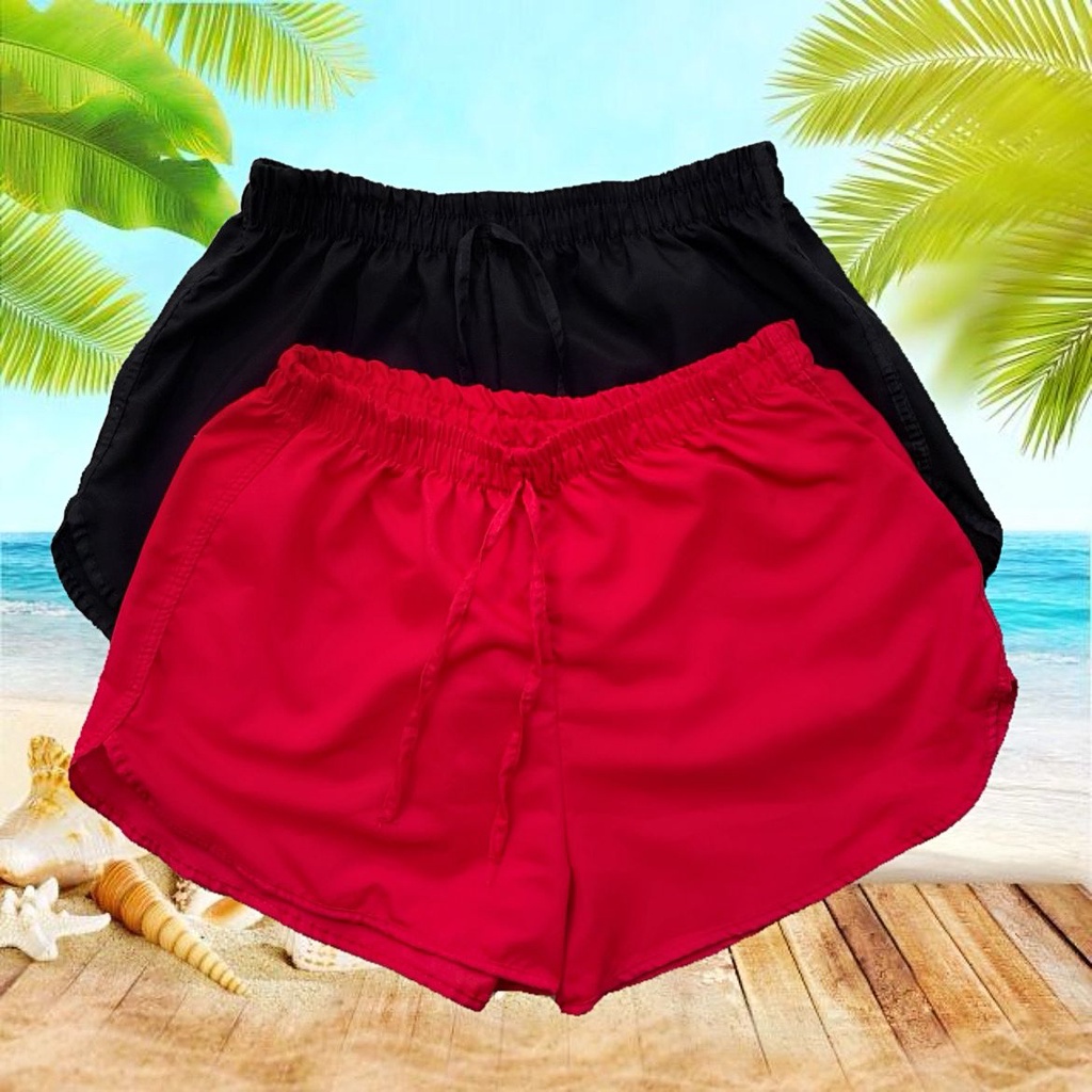 Kit 2 Short Tactel Feminino Shortinho Saída de praia Canga Pareô Academia Plus Size