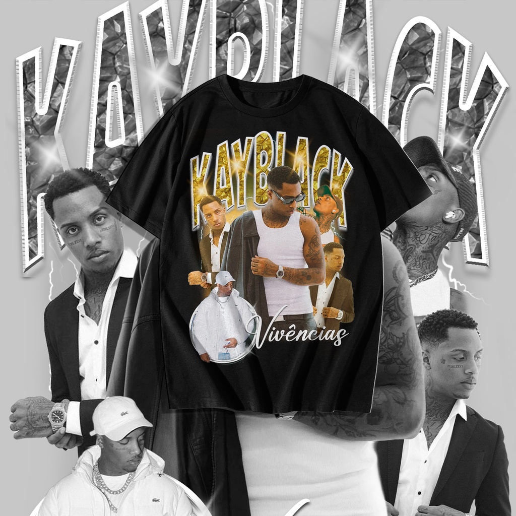 Camiseta Kayblack Preta Malha Premium Tshirt Graphic Tee Promoção