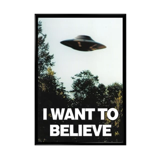 Quadro Decorativo I Want To Believe Arquivo X Eu Quero Acreditar Ovni Com Moldura Preta