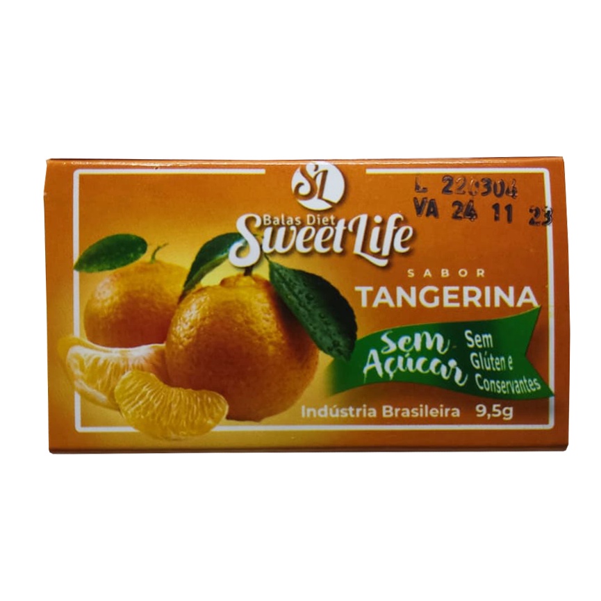 Kit 3 pocket Bala Diet Tangerina Zero Açúcar Pct 9,5g Sweet Life