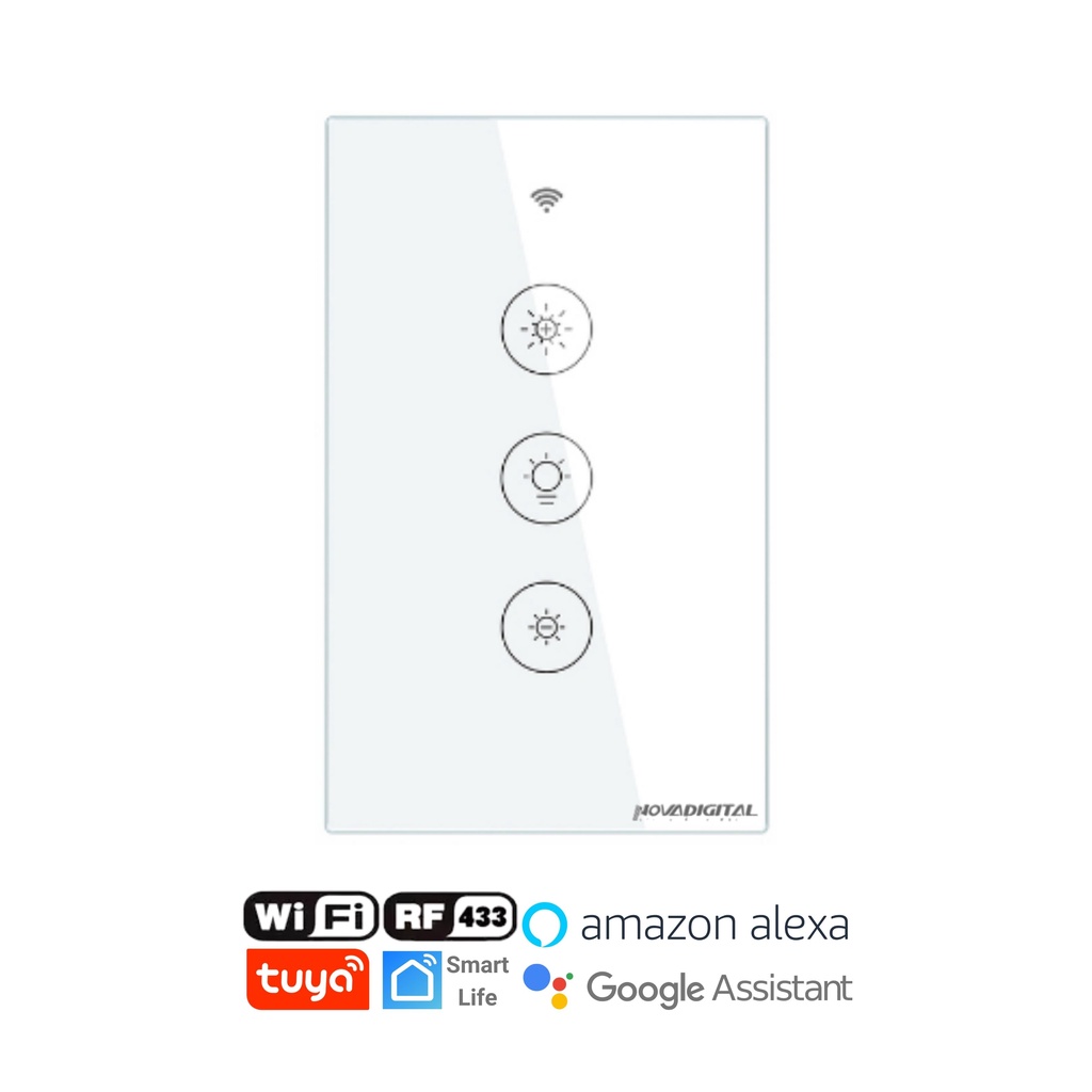 Interruptor Touch 1 Canal Dimmer Inteligente Wifi + Rf 433 Alexa Google Tuya Smart