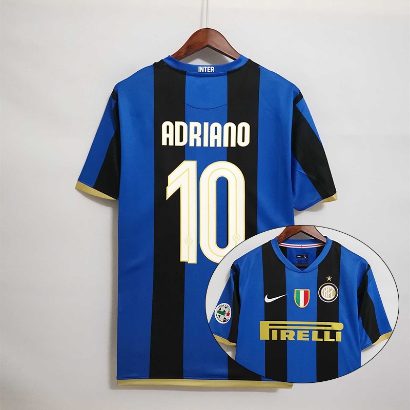 Inter de 2008 2009 Camisa de Futebol Retro Adriano Ibrahimouic Uniformes de Alta Qualidade